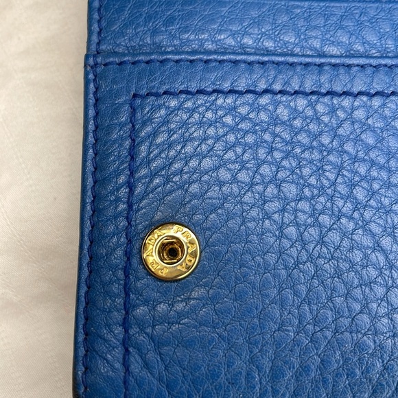 PRADA pebbled leather long wallet 4 long slots, 1 zip pocket snaps FF - Picture 7 of 7